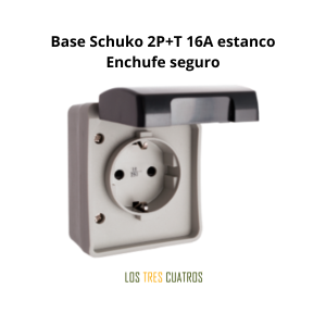 base schuko 2P+T 16A estanco para exterior resistente al agua