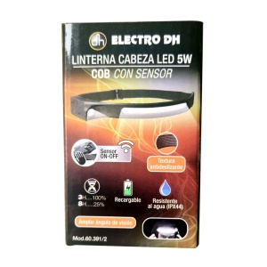 linterna frontal led 5w cob recargable ipx4