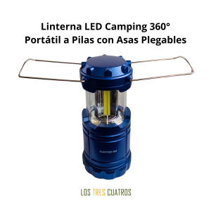 Linterna LED camping 360 grados a pilas azul portátil
