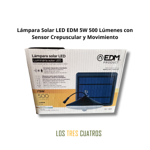 Lámpara solar LED EDM 5W 500 lúmenes con sensor de movimiento y panel solar