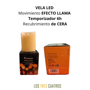 Vela LED con movimiento de cera y efecto llama real