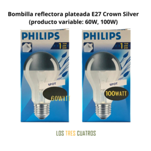 Bombilla reflectora plateada E27 Crown Silver A65